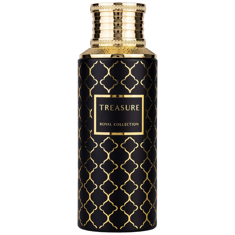 Treasure Eau de Parfum 100ml från Maison Asrar – en lyxig unisexdoft med blommiga, kryddiga och träiga noter för alla tillfällen.