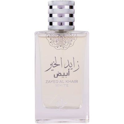 Zayed Al Khair White Eau de Parfum 100ml – en lyxig doft med blommiga och fruktiga noter som förför och skapar en oförglömlig känsla.