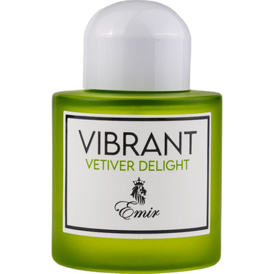 Vibrant Vetiver Delight Eau de Parfum 100ml från Emir: en elegant och frisk doft med vetiver, citrus och tränoter.