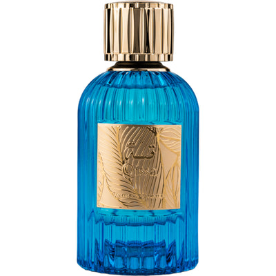 Qissa Blue Eau de Parfum 100ml från Paris Corner - en tidlös, elegant doft med friska och träiga noter för den moderna individen.