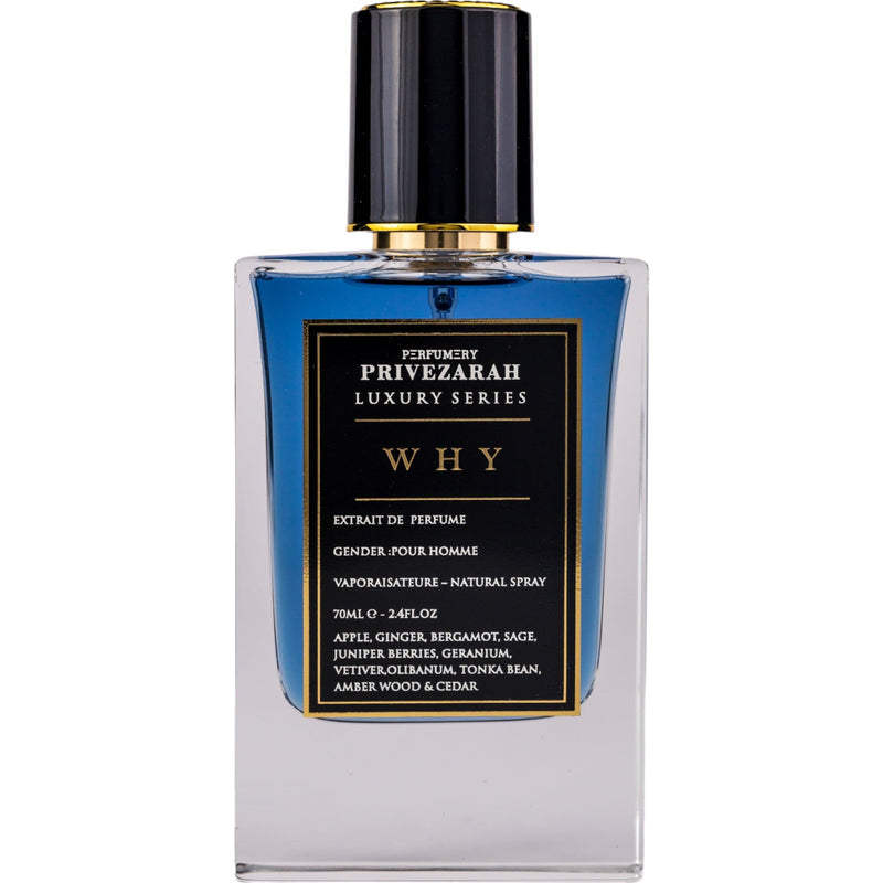 Why Extrait de Parfum 70ml från Privezarah: en djärv doft med citrus, kryddor och trä för den moderna gentlemannen.