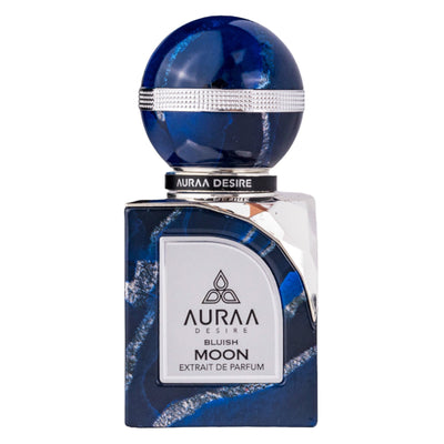 Bluish Moon Extrait de Parfum 100ml från Auraa Desire: en djärv och elegant doft för den moderna, självsäkra mannen.