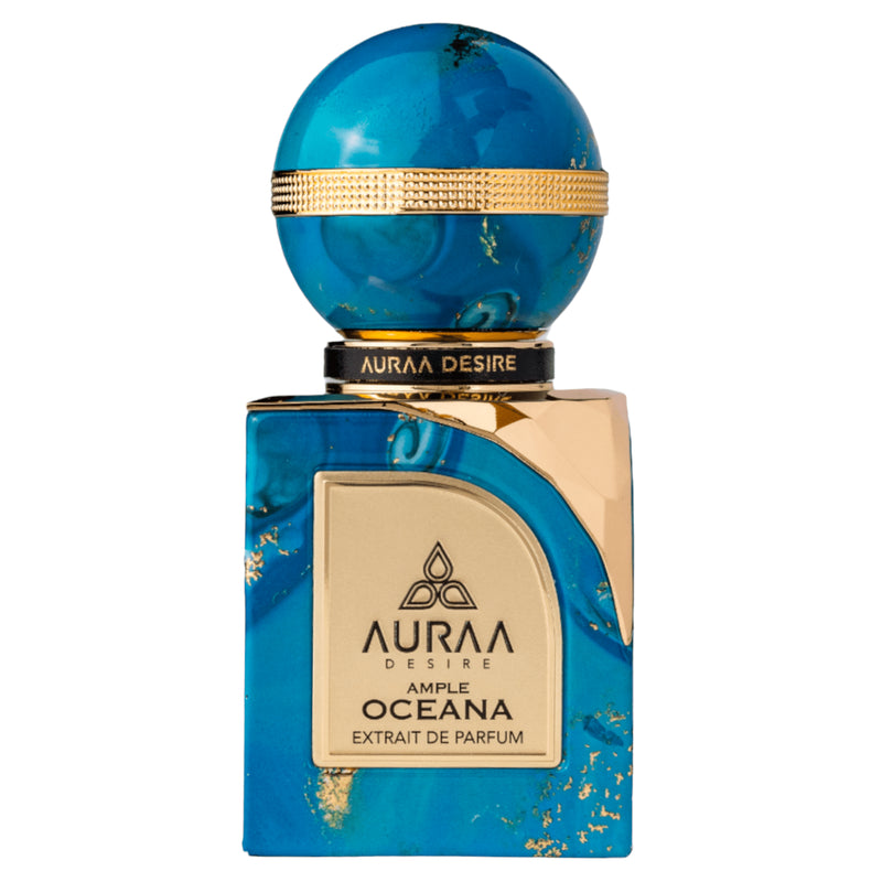Ample Oceana Extrait de Parfum 100ml från Auraa Desire - en unisexdoft med marina och blommiga noter för tidlös elegans.