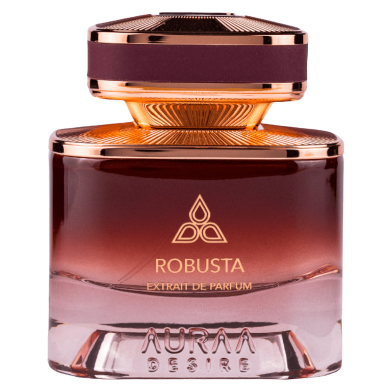 Robusta Extrait de Parfum 100ml från Auraa Desire: en unisexdoft med kryddor, tränoter och bärnsten för en elegant, djärv signatur.