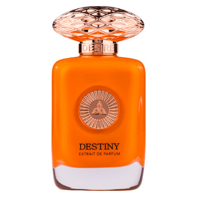 Destiny Extrait de Parfum 100ml från Auraa Desire: en elegant, maskulin doft med citrus, kryddor och träiga noter.