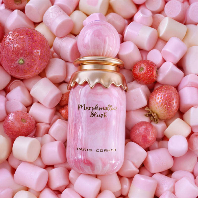 Marshmallow Blush Eau de Parfum 100ml: En söt och mjuk doft av fluffiga marshmallows och blommiga inslag, en förtrollande känsla av lyx.