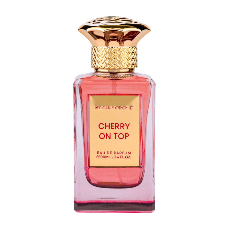 Cherry on Top Eau de Parfum från Gulf Orchid, en fruktig och söt doft med inslag av körsbär, ger en känsla av glädje och lyx.