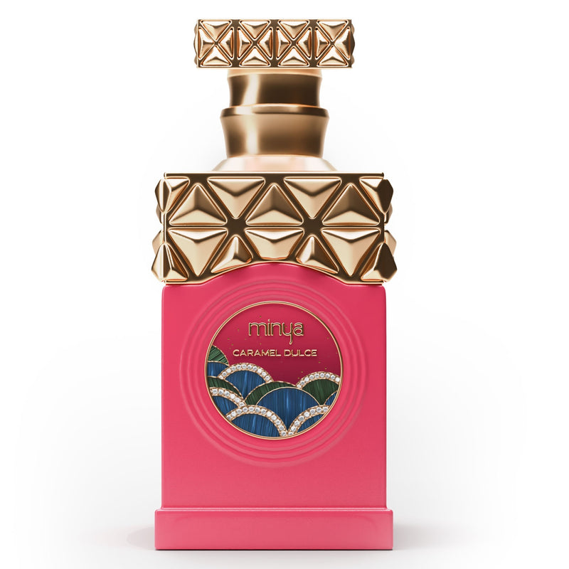 Minya Caramel Dulce Eau de Parfum 100ml från Paris Corner bjuder på en söt och omslutande doft, perfekt för romantiska stunder.