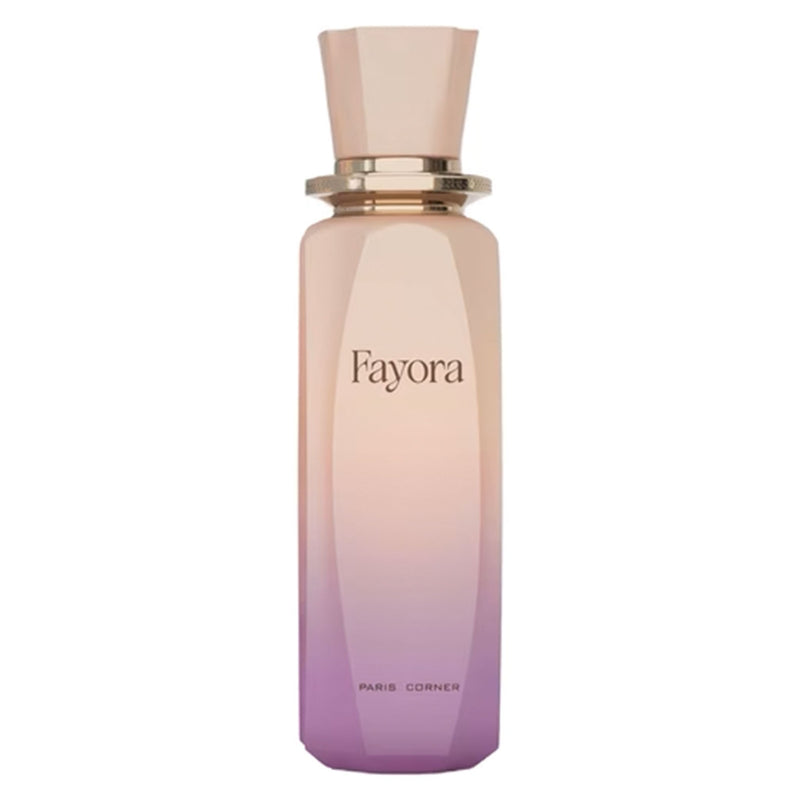 Fayora Eau de Parfum 100ml från Paris Corner erbjuder en förförisk doft med blommiga och fruktiga noter som väcker sinnena.