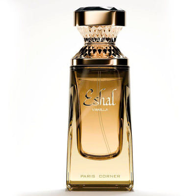 Eshal Vanilla Eau de Parfum 100ml från Paris Corner bjuder på en varm och söt doft av vanilj som omfamnar sinnena.
