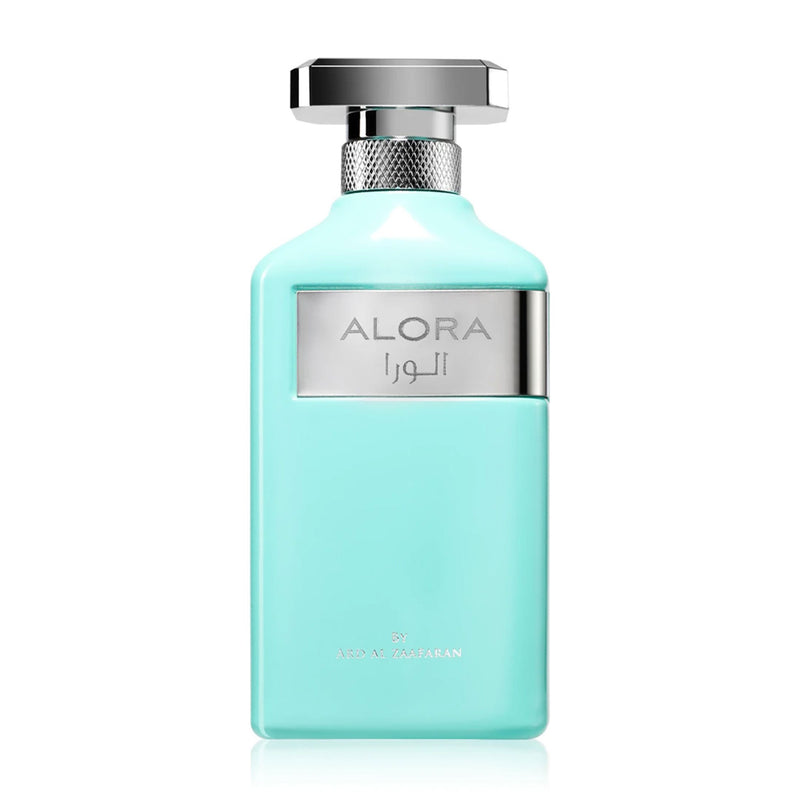 Alora Eau de Parfum från Ard Al Zaafaran, en elegant doft med blommiga och fruktiga noter, perfekt för alla tillfällen.