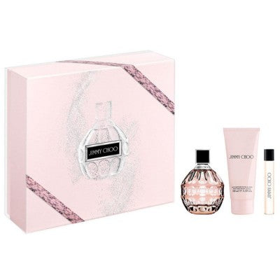 Elegant doftset från Jimmy Choo med Eau de Parfum i två storlekar och lyxig body lotion. Fruity-blommig för en sensuell känsla.